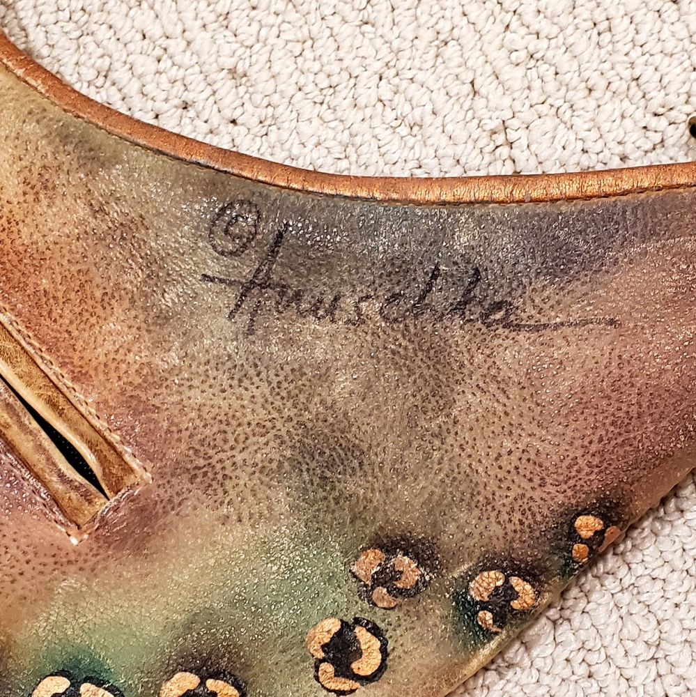 Anuschka Signed Leather Handpainted African Safari+Animal Prints Shoulder Bag - Picture 5 of 16